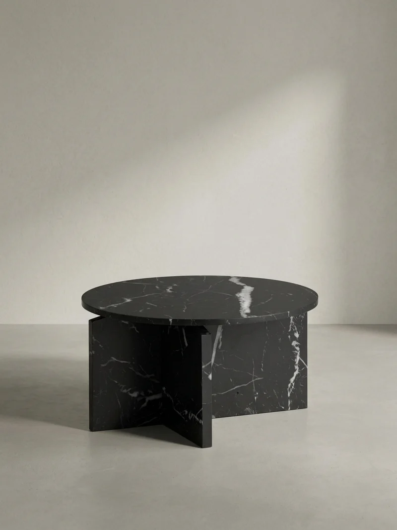 Couchtisch rund in Stein-Optik – modernes Design
