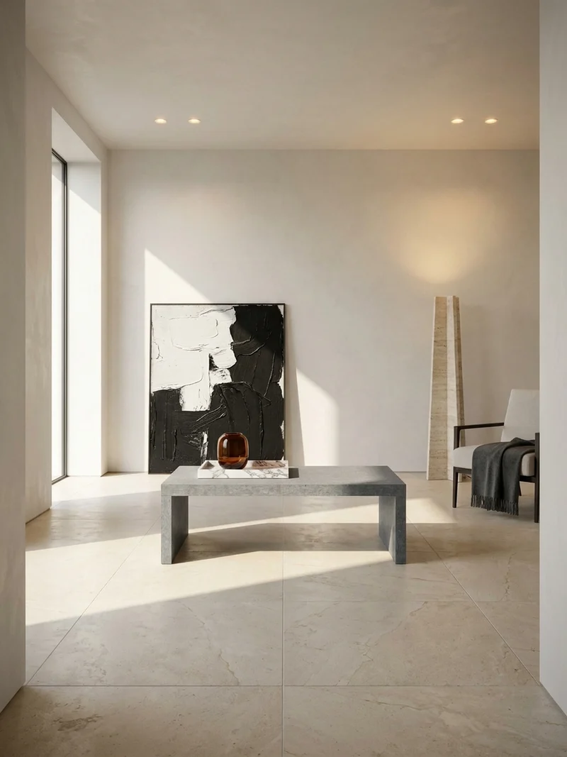 Couchtisch in Beton-Optik, zeitloses Design, rechteckig, schlicht