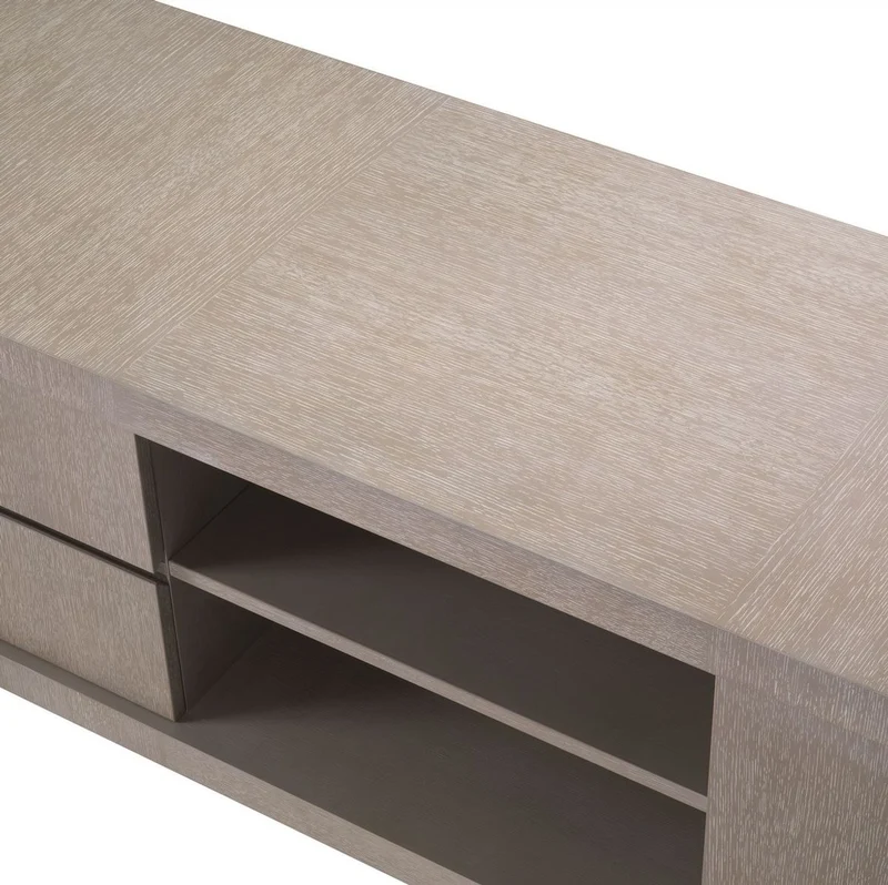 Casa Padrino Luxus TV Schrank Grau 220 x 52,5 x H. 53 cm - Massivholz Fernsehschrank - Wohnzimmer Möbel - Luxus Qualität