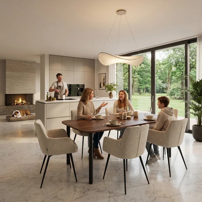 Walnoot massieve eettafel - Recht Rond - Hook