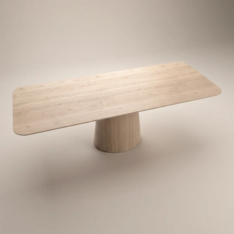Eiken eettafel - Recht Rond - Cone eiken