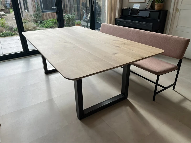 Eiken eettafel - Recht Rond - Cone eiken