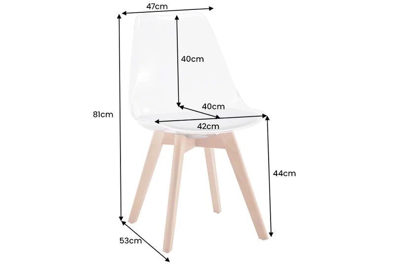 4er Set Design-Klassiker Stuhl NORWAY transparent weiss Buchenholz
