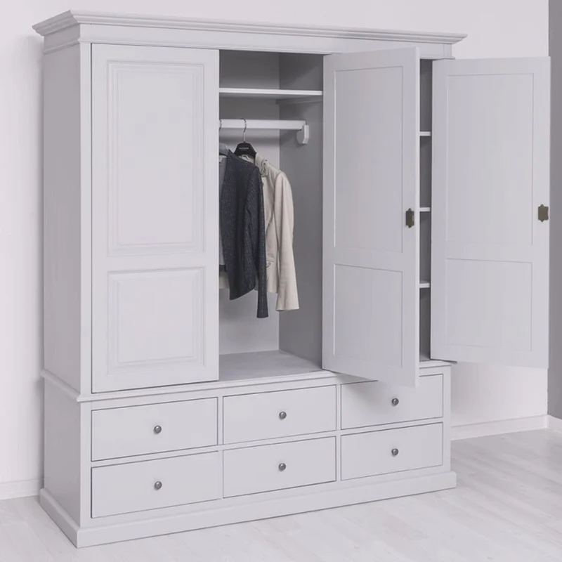 Casa Padrino Landhausstil Schlafzimmer Schrank Hellgrau 174 cm - Schlafzimmer Möbel