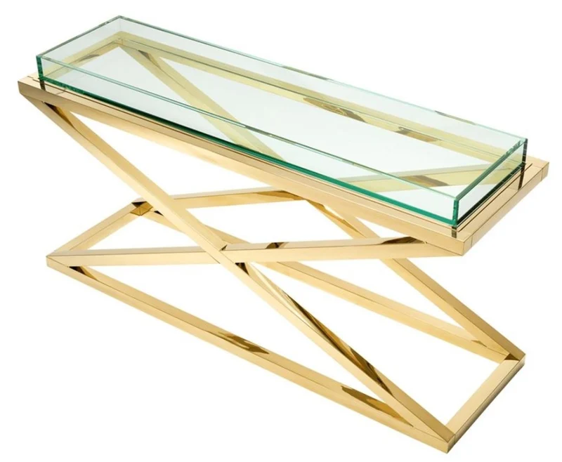 Casa Padrino Luxus Konsole / Konsolentisch Gold 150 x 45 x H. 77 cm - Hotel Möbel