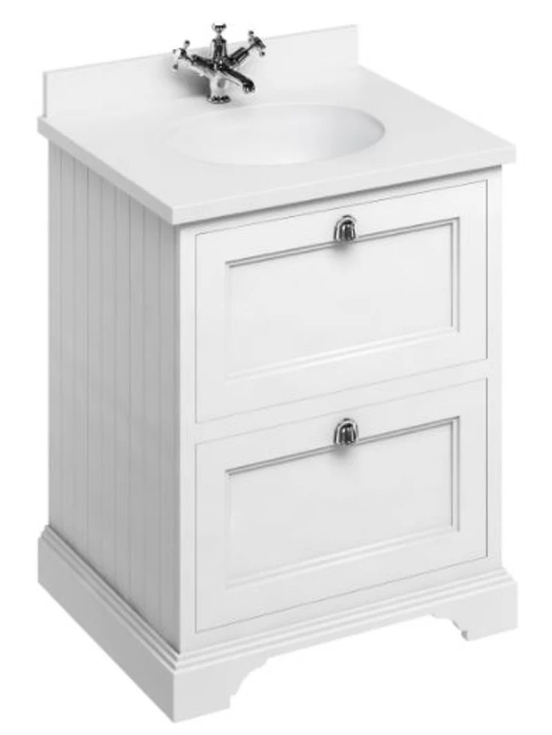 Casa Padrino Waschschrank / Waschtisch mit Marmorplatte und 2 Schubladen 67 x 55 x H.93 cm
