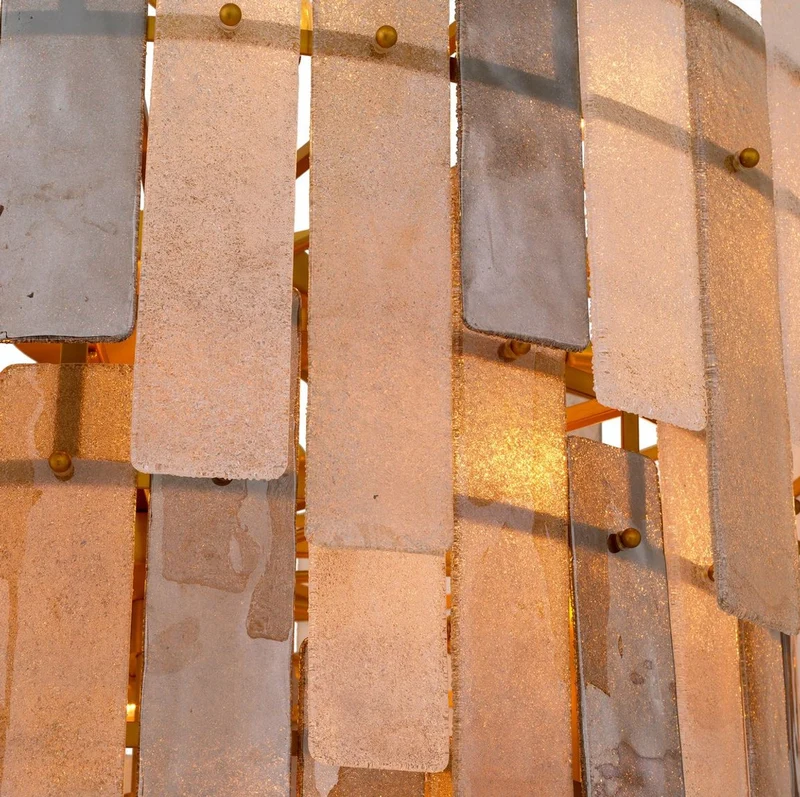 Casa Padrino Luxus Kronleuchter Grau / Antik Messing Ø 114 x H. 141 cm - Runder Glas Kronleuchter - Wohnzimmer Kronleuchter - Hotel Kronleuchter - Luxus Möbel - Luxus Interior