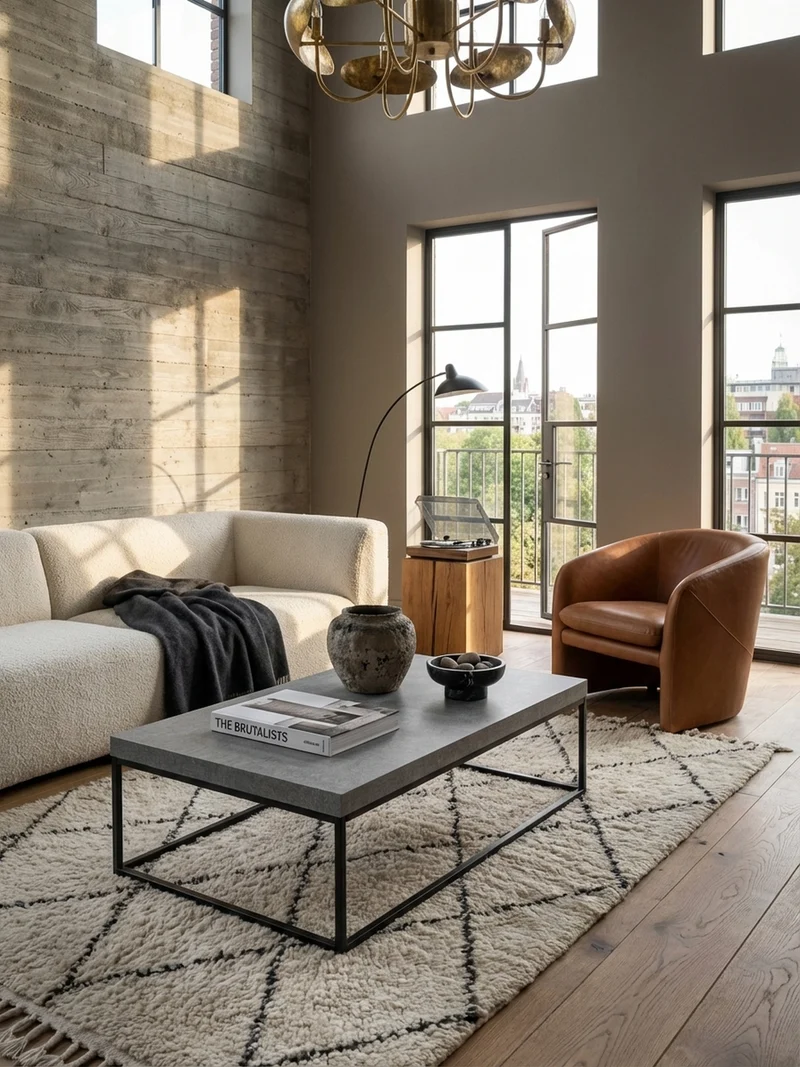 Couchtisch in Stein-Optik mit Metallbeinen, Modernes Design, Rechteckig, Groß