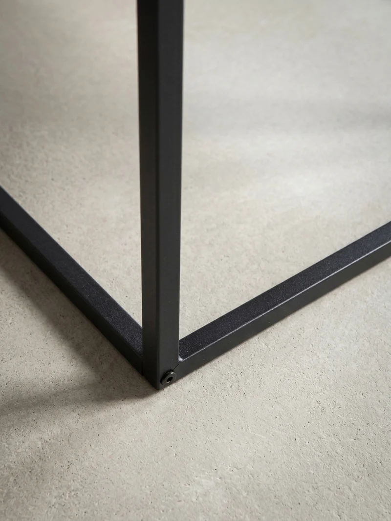 Couchtisch in Stein-Optik mit Metallbeinen, Modernes Design, Rechteckig, Groß