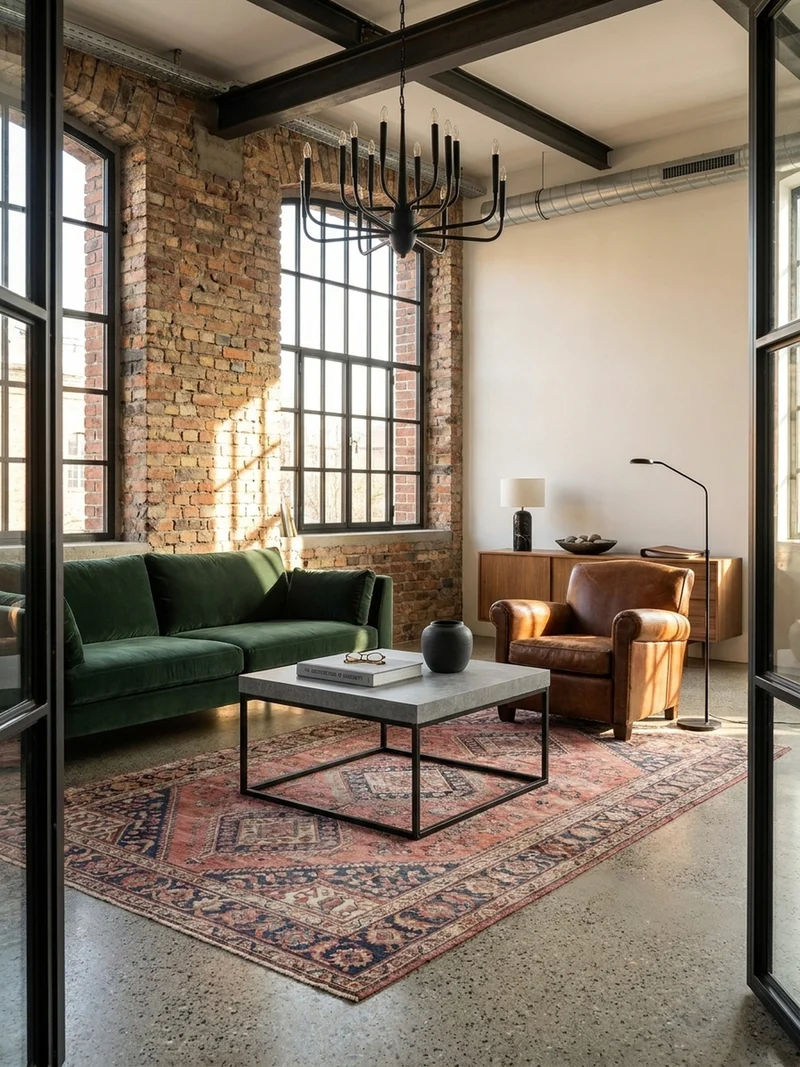 Couchtisch in Stein-Optik mit Metallbeinen im modernen Design