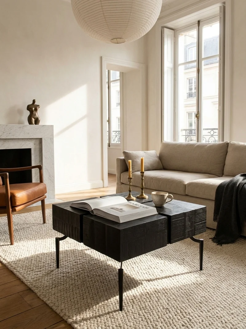 Couchtisch Massivholz Quadratisch Metallgestell Würfel-Form Modern