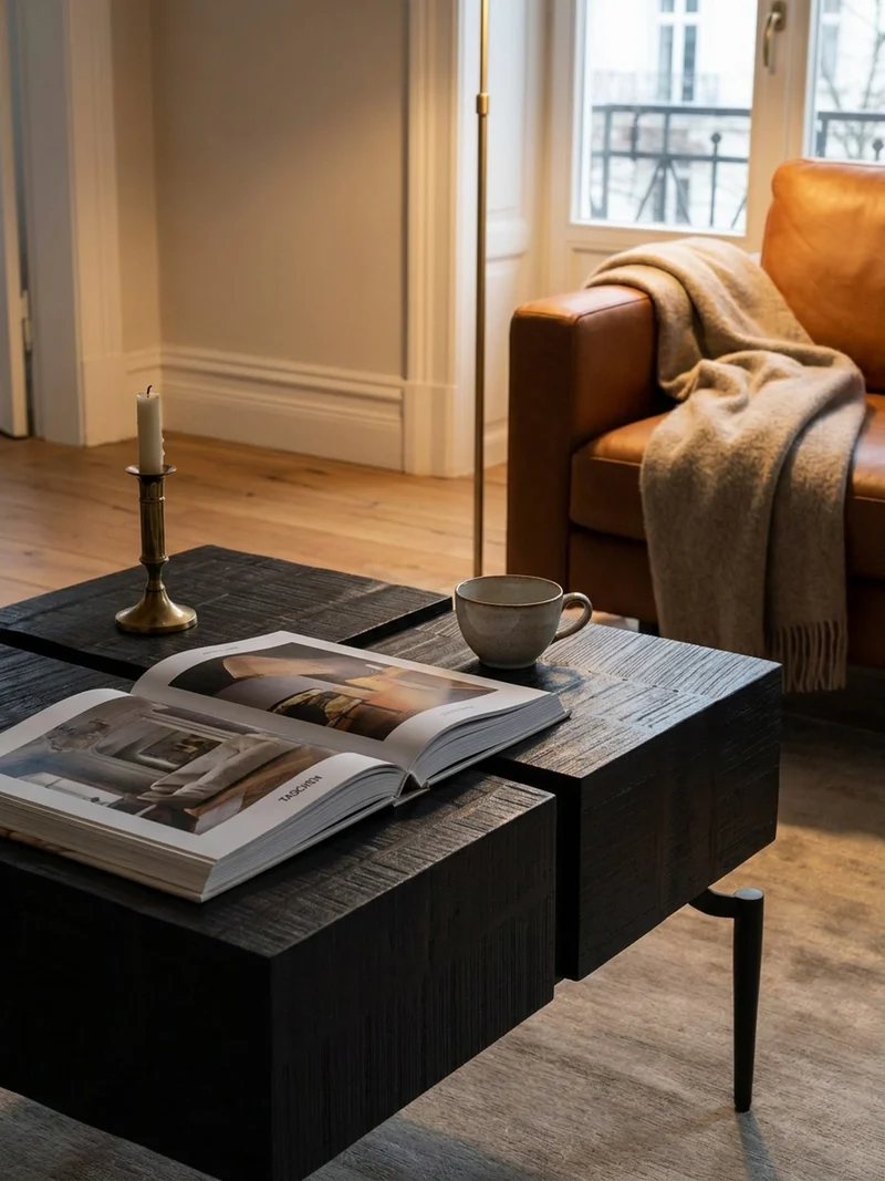 Couchtisch Massivholz Quadratisch Metallgestell Würfel-Form Modern