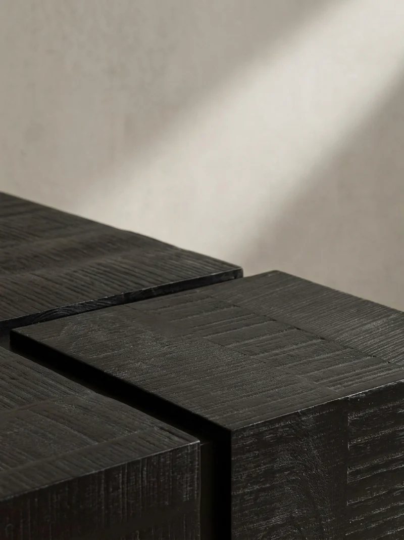 Couchtisch Massivholz Quadratisch Metallgestell Würfel-Form Modern