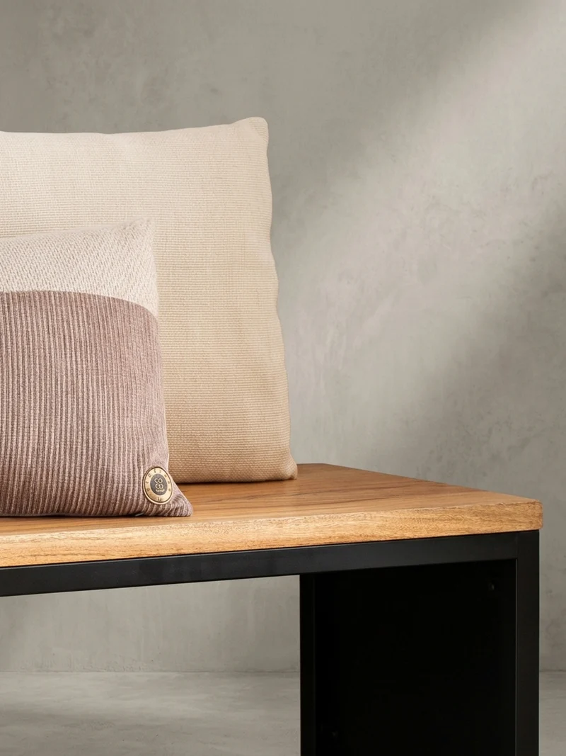 Sitzbank – Akazie Massivholz/Steinoptik, 120x45x35 cm, Metallgestell