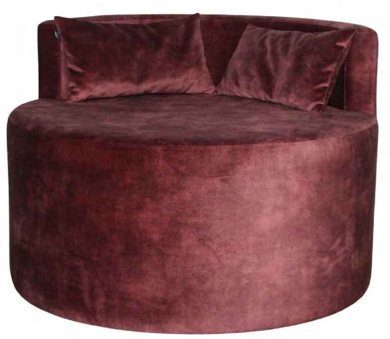 Casa Padrino Luxus Lounge Sessel Weinrot Ø 90 x H. 65 cm - Runder Wohnzimmer Sessel - Hotel Sessel - Luxus Möbel