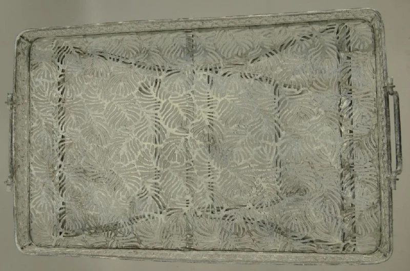 Casa Padrino Jugendstil Gartentisch Antik Grau 60 x 40 x H. 70 cm - Klappbarer Metall Tisch mit Tragegriffen - Garten & Terassen Möbel