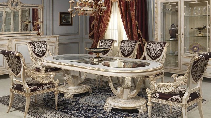 Casa Padrino Luxus Barock Vitrine Weiß / Gold - Edler Massivholz Vitrinenschrank mit 3 Glastüren und 2 Schubladen - Hotel Möbel - Schloss Möbel - Luxus Qualität - Made in Italy