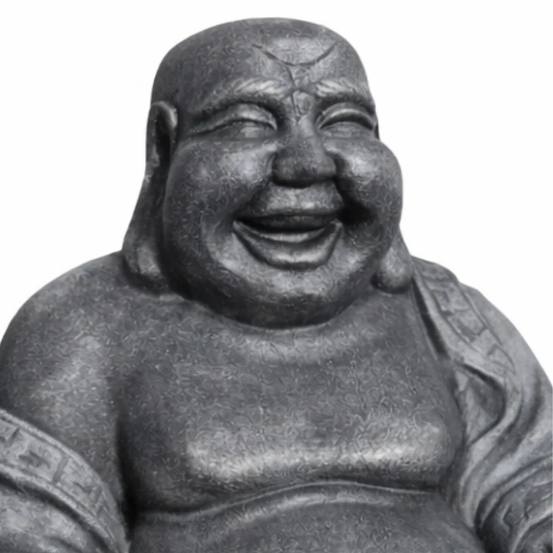 Dekorative Figur LUCKY BUDDHA 110cm Anthrazit Garten Indoor