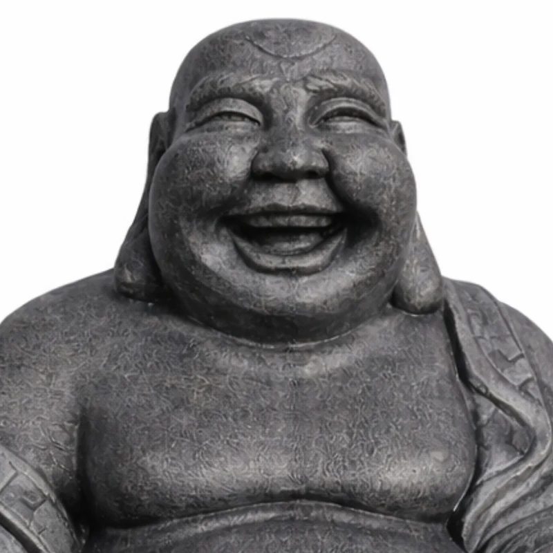 Dekorative Figur LUCKY BUDDHA 110cm Antik-Schwarz Garten Indoor