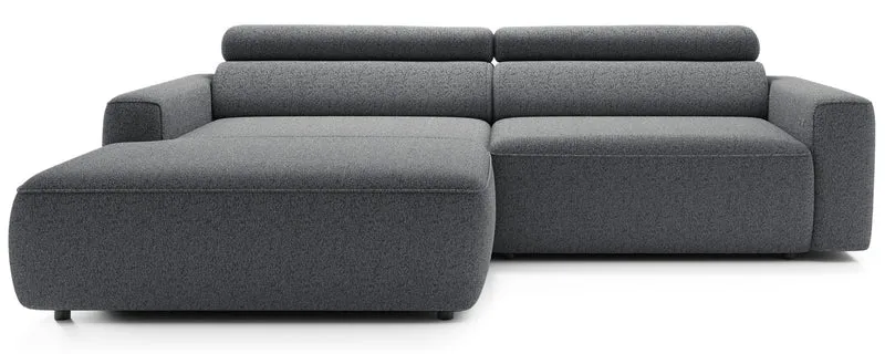 Ecksofa mit elektrischem Auszug Fando, L-förmig, linksseitig, grau, Geflecht