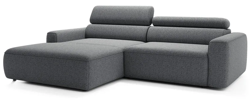 Ecksofa mit elektrischem Auszug Fando, L-förmig, linksseitig, grau, Geflecht