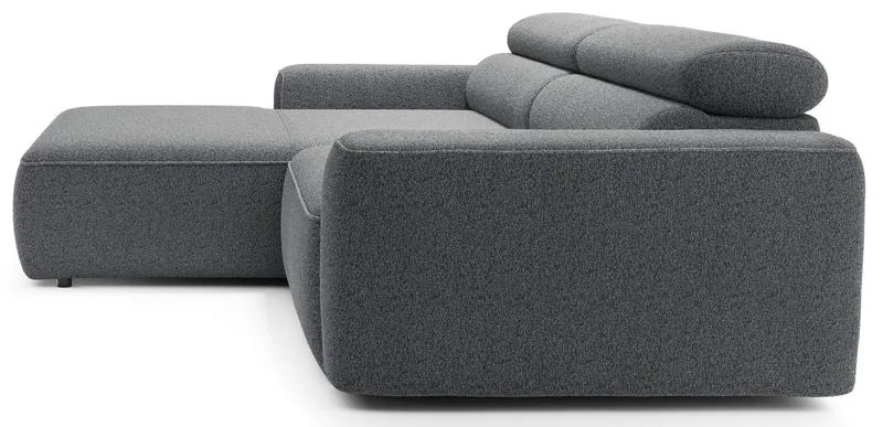 Ecksofa mit elektrischem Auszug Fando, L-förmig, linksseitig, grau, Geflecht