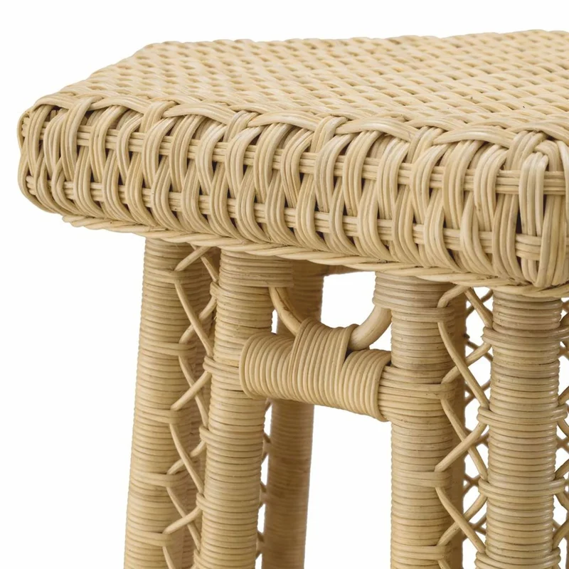 Casa Padrino Luxus Rattan Beistelltisch Naturfarben 60 x 52 x H. 58 cm - Luxus Möbel