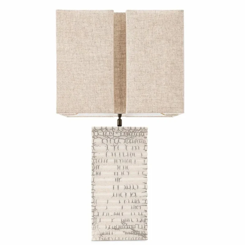 Casa Padrino Luxus Keramik Tischleuchte mit Lampenschirm Antik Weiß / Beige H. 79 cm