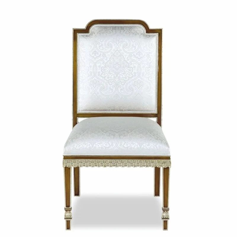 Casa Padrino Luxus Barock Mahagoni Esszimmer Stuhl Weiß / Braun / Gold H. 102 cm - Barock Möbel