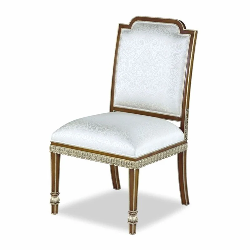 Casa Padrino Luxus Barock Mahagoni Esszimmer Stuhl Weiß / Braun / Gold H. 102 cm - Barock Möbel