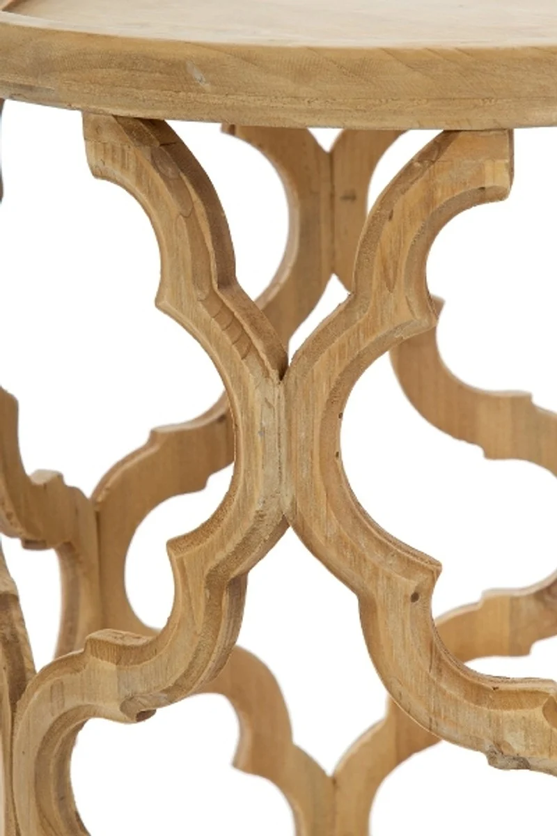 Casa Padrino Designer Beistelltisch Naturfarben Ø 40 x H. 54 cm - Moderner Runder Holztisch