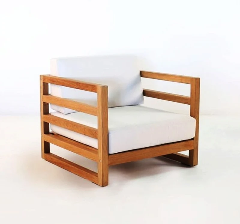 Casa Padrino Garten Sessel "Miami" Rustikal Weiss-Creme/Braun 80 x 40 x H70 cm - Eiche Massivholz - Echtholz Möbel Massiv