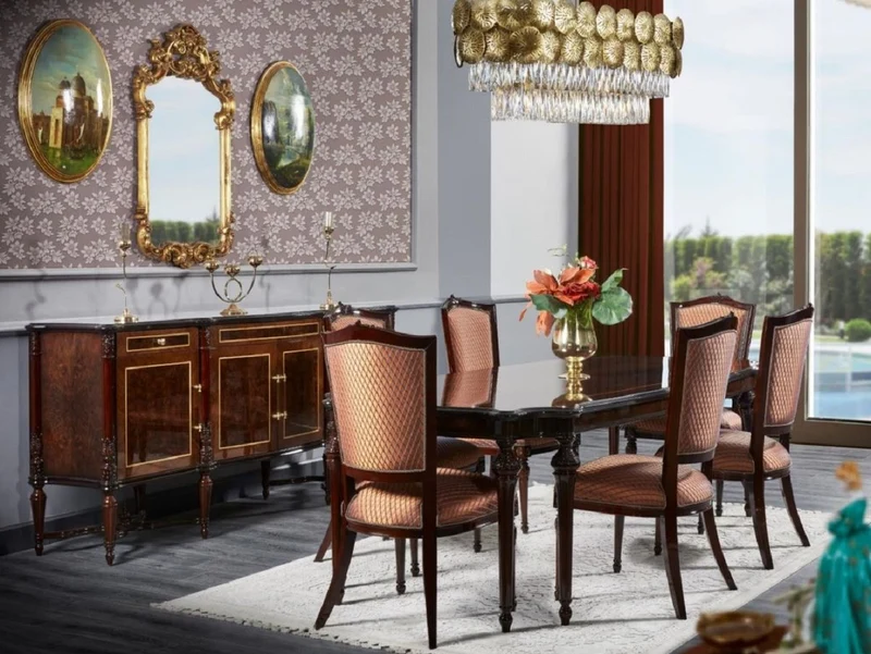 Casa Padrino Luxus Barock Esstisch Dunkelbraun - Handgefertigter Massivholz Esszimmertisch - Luxus Esszimmer Möbel im Barockstil - Barock Möbel - Barock Einrichtung