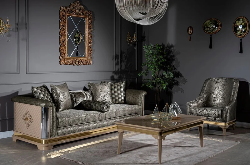 Casa Padrino Luxus Art Deco Couchtisch Beige / Gold 120 x 80 x H. 45 cm - Massivholz Wohnzimmertisch - Art Deco Wohnzimmer Möbel