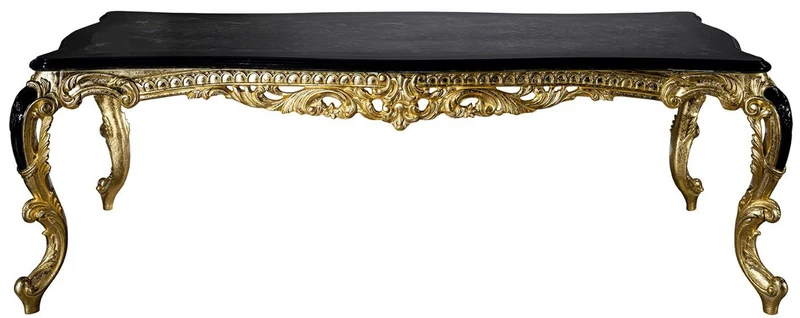 Casa Padrino Luxus Barock Esszimmer Set Braun / Schwarz / Gold - 1 Esstisch & 6 Esszimmerstühle - Prunkvolle Esszimmer Möbel im Barockstil