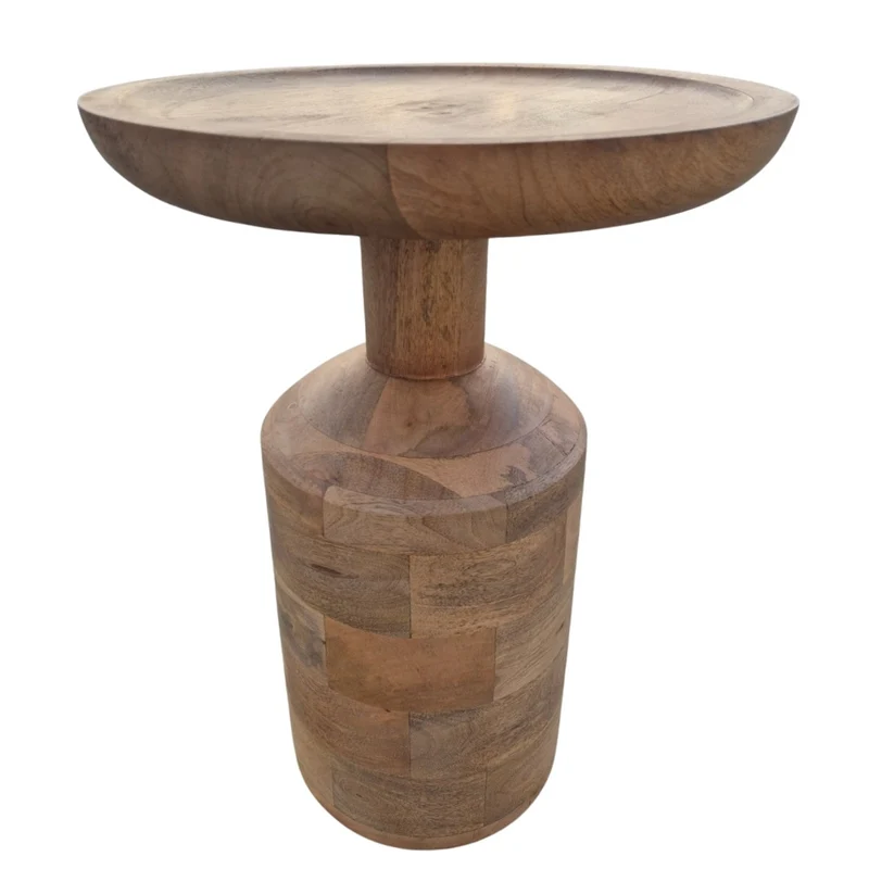 Massivholz Beistelltisch KITAR-E 45cm Mangoholz natural Handmade