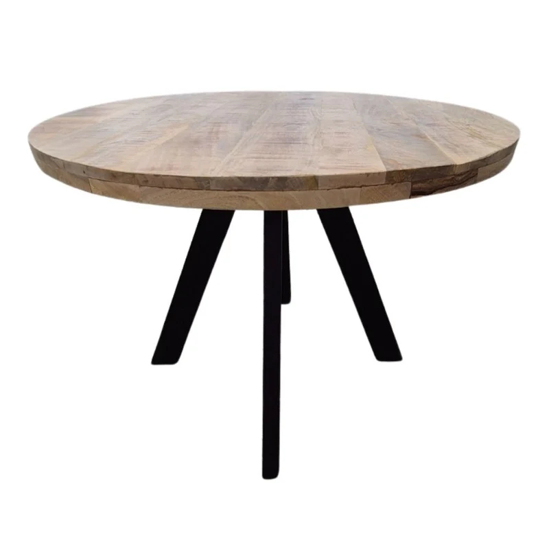 Massivholz Esstisch CRAFT rund 80cm Mangoholz Metallgestell