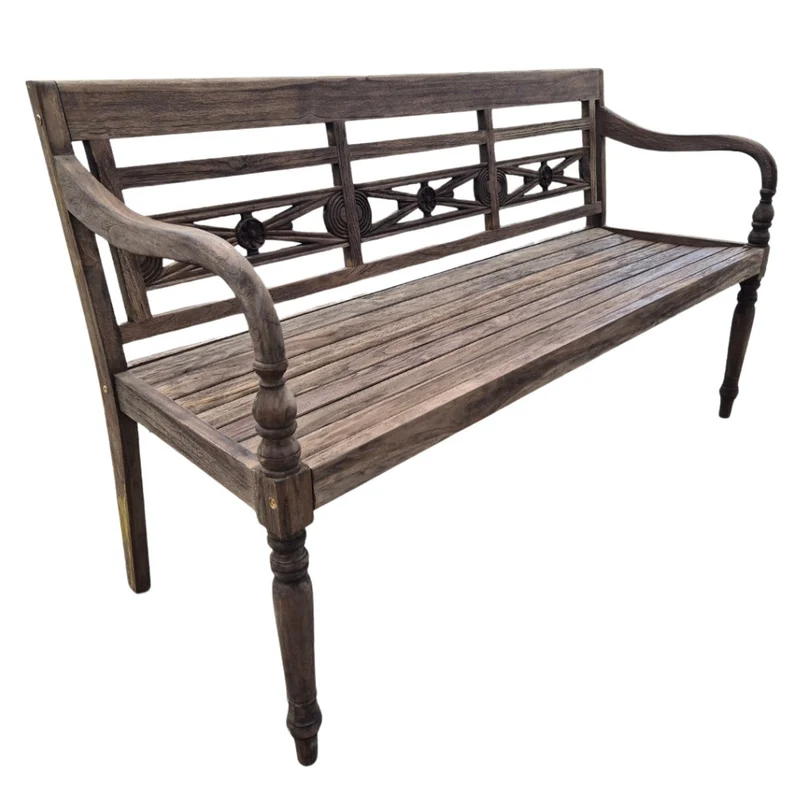 Massive Teakholz Sitzbank CHRISTOS 150cm brown Outdoor Gartenbank