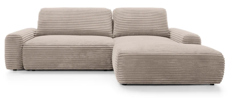 Ecksofa mit Schlaffunktion Alferia, L-förmig, mit Stauraum, beige Cord, rechtsseitig