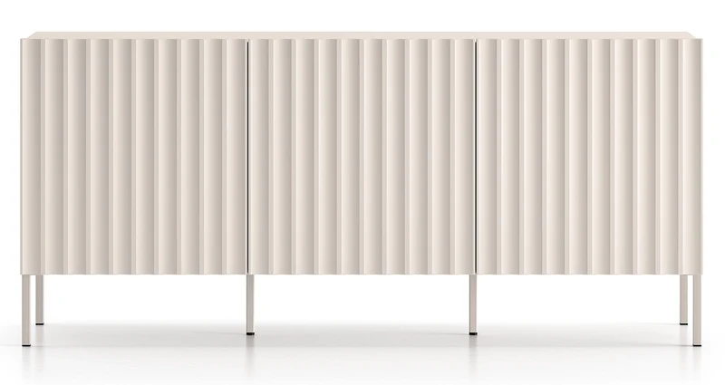 Drehtür-Kommode Derriva mit gerillten Fronten, 170 cm, Kaschmir