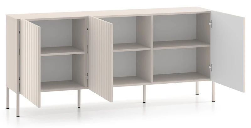 Drehtür-Kommode Derriva mit gerillten Fronten, 170 cm, Kaschmir