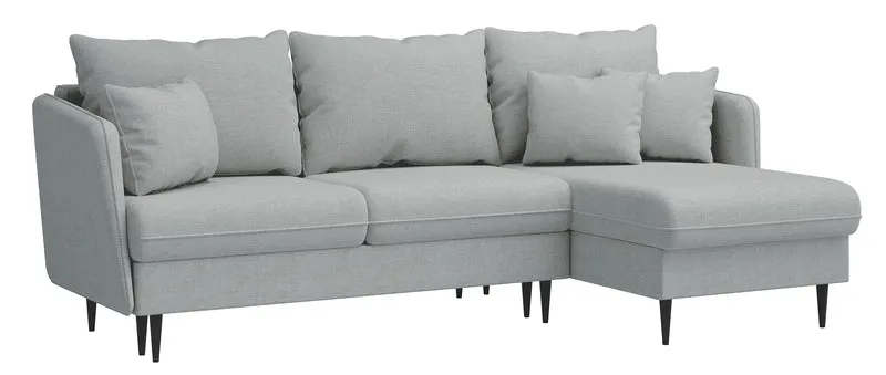 Ecksofa mit Schlaffunktion Volio, salbeigrüner wasserabweisender Samt, universell, goldene Beine