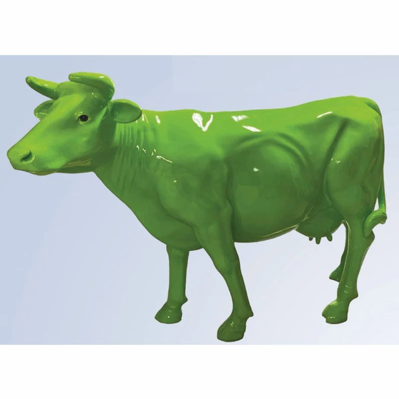 Casa Padrino XXL Deko Skulptur Kuh Grün 223 x 70 x H. 147 cm - Garten Figur