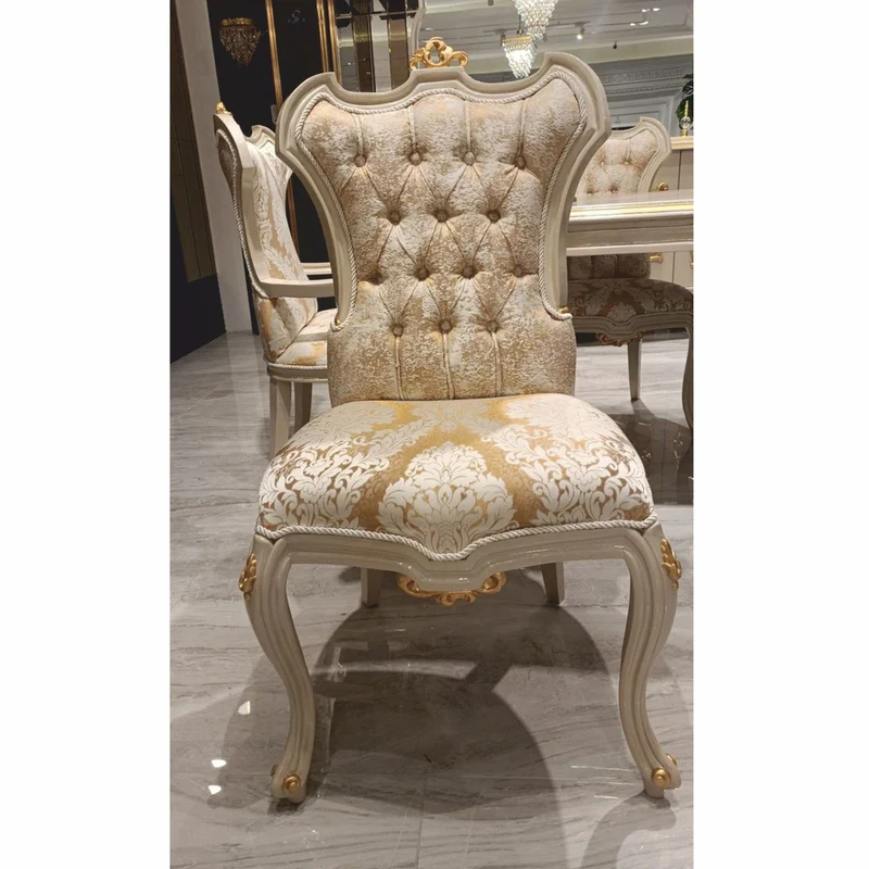 Casa Padrino Luxus Barock Esszimmer Set Gold / Grau - 1 Barock Esstisch & 6 Barock Esszimmerstühle