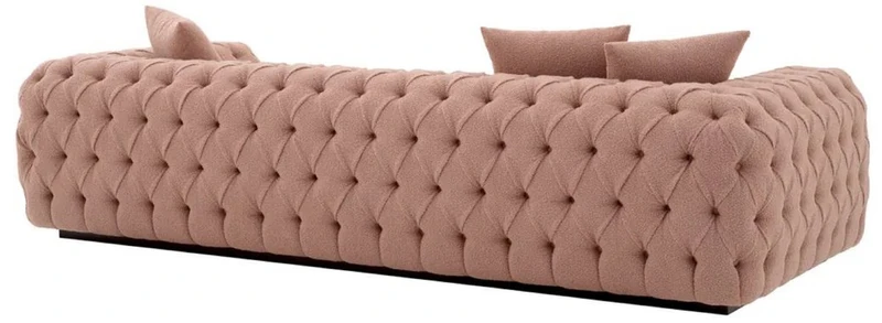 Casa Padrino Luxus Chesterfield Sofa Vintage Rosa / Schwarz 255 x 105 x H. 60 cm - Wohnzimmer Sofa - Hotel Sofa - Wohnzimmer Möbel - Chesterfield Möbel - Luxus Möbel - Luxus Einrichtung