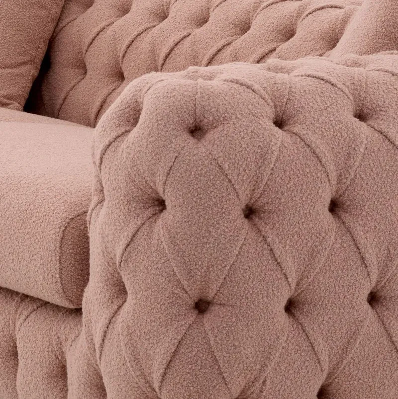 Casa Padrino Luxus Chesterfield Sofa Vintage Rosa / Schwarz 255 x 105 x H. 60 cm - Wohnzimmer Sofa - Hotel Sofa - Wohnzimmer Möbel - Chesterfield Möbel - Luxus Möbel - Luxus Einrichtung