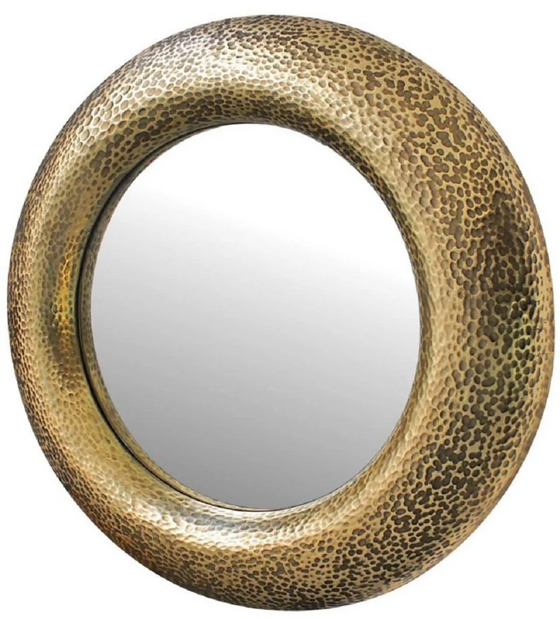 Casa Padrino Luxus Spiegel Gold Ø 120 cm - Runder Glasfaser Wandspiegel - Wohnzimmer Spiegel - Garderoben Spiegel - Luxus Kollektion