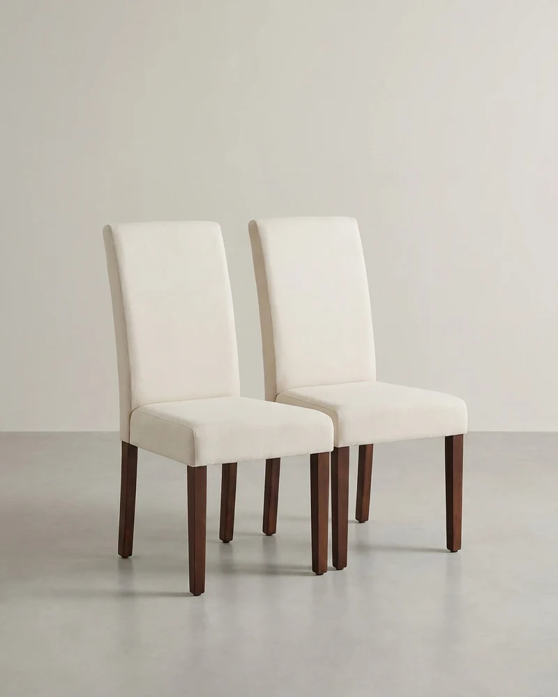 Esszimmerstühle, 2er-Set – Gepolsterter Sitz – Holzbeine – Ergonomische Rückenlehne – Klassisches Design