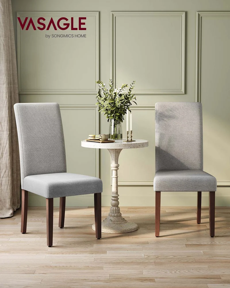 Esszimmerstühle, 2er-Set – Gepolsterter Sitz – Holzbeine – Ergonomische Rückenlehne – Klassisches Design
