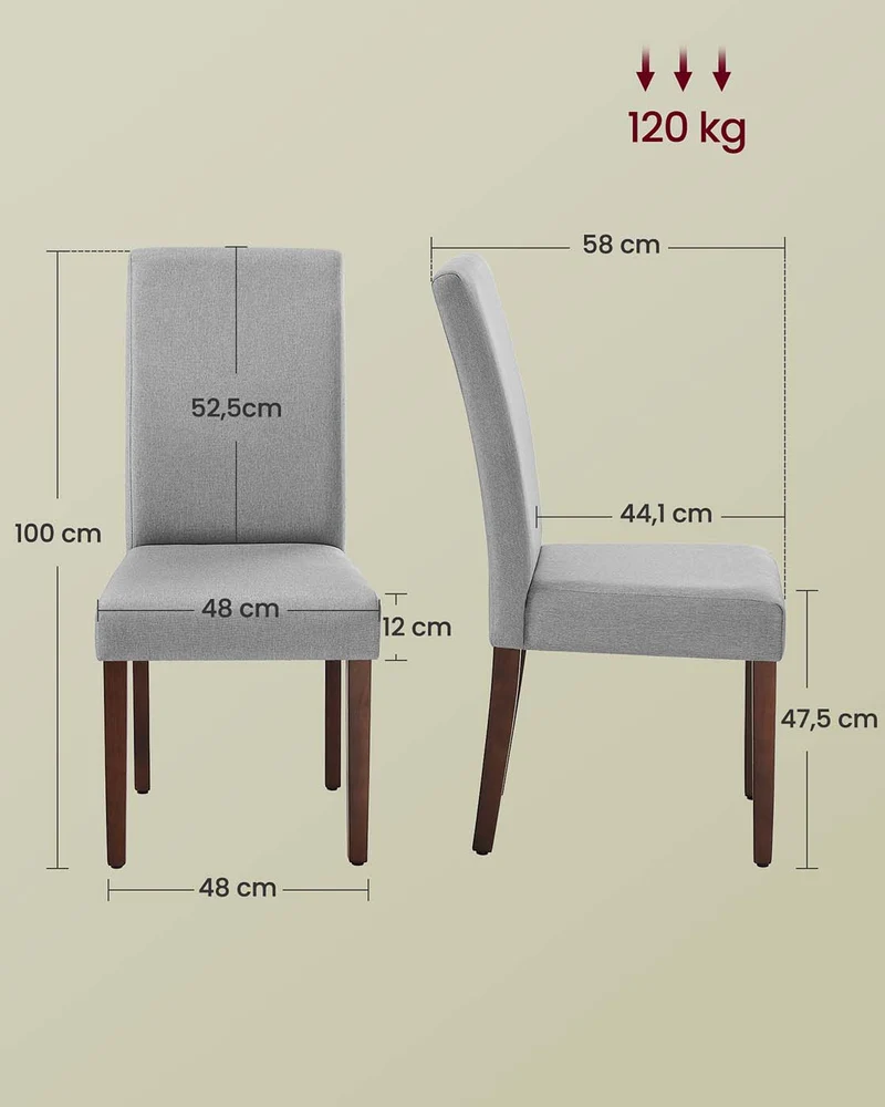 Esszimmerstühle, 2er-Set – Gepolsterter Sitz – Holzbeine – Ergonomische Rückenlehne – Klassisches Design